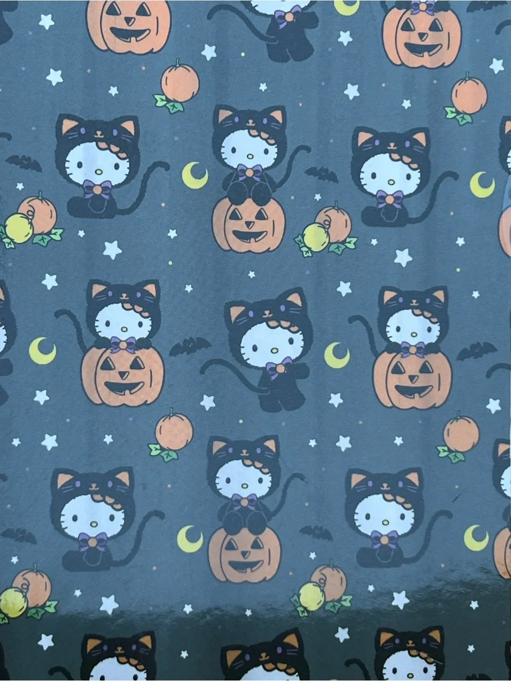 Hello Kitty Halloween Black Kitty Fabric Shower Curtain Set